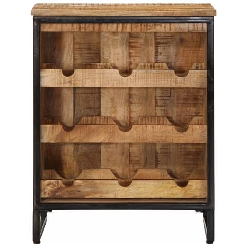 Portabottiglie Per 9 Bottiglie 55x33x70 Cm Legno Massello Mango - Foto 2