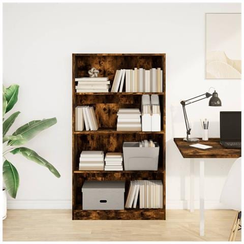 Libreria Rovere Fumo 80x24x143 Cm In Legno Multistrato - Foto 3