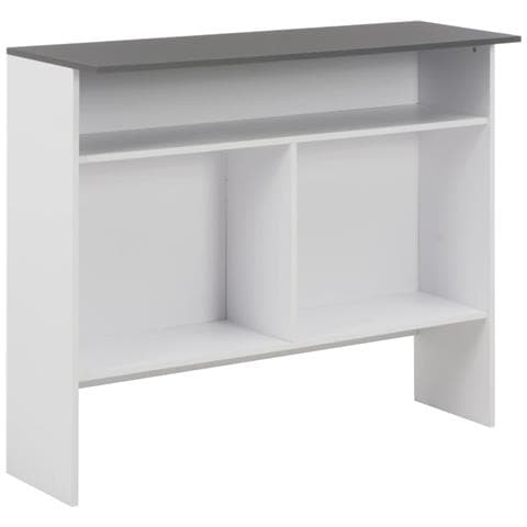 Tavolo Bar Con 2 Piani D'appoggio Bianco E Grigio 130x40x120cm - Foto 8