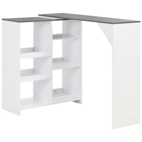 Lusso Casadino -  Tavolo Da Bar Con Scaffale Mobile Bianco 138x39x110 Cm - Foto 2