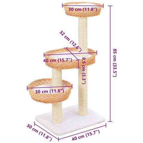 Lusso Casadino - Albero Per Gatti Con Tiragraffi In Legno Di Salice Naturale - Foto 6