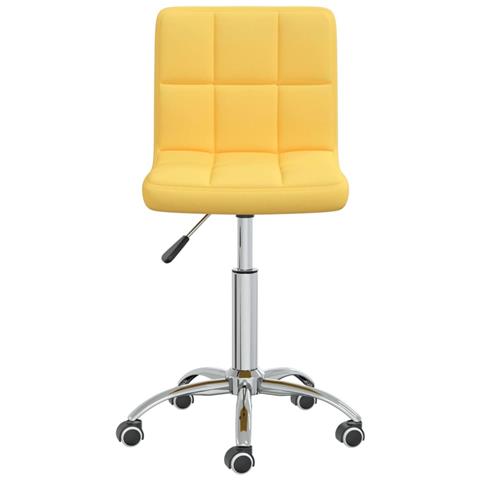 Sedia Da Pranzo Girevole Giallo Senape In Tessuto - Foto 1