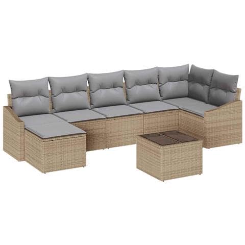 Set Divano da Giardino da 8 Pezzi con Cuscini Rattan in Polipropilene Nero - Foto 1