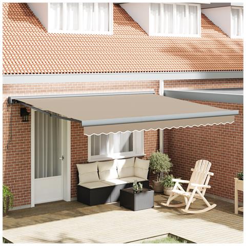 Tenda Retrattile Automatica  Beige 400x300 cm, Tessuto sostitutivo per tenda  per telaio 4x3 m Beige - Foto 2