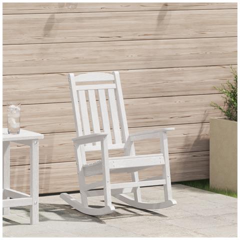 Sedia a dondolo da giardino Bianca 70x92x108 cm HDPE - Foto 2