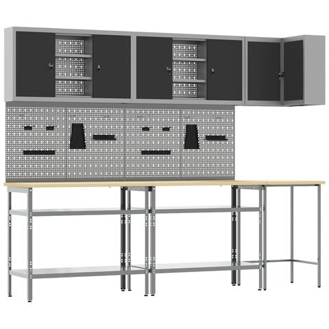 Set da tavolo per stoccaggio utensili in 10 pezzi nero in legno ingegnerizzato e metallo - Foto 1
