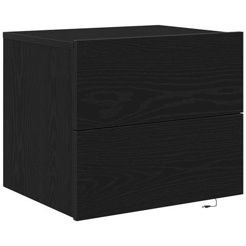 Comodino con LED Montato a Muro Rovere Nero 50x39x41 cm - Foto 1
