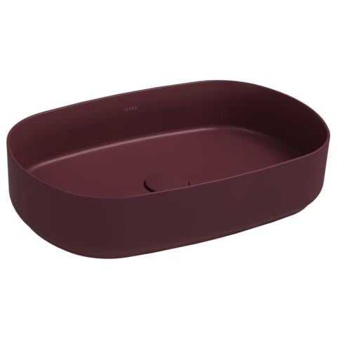 Lavabo Ovale Da Appoggio Senza Troppo Pieno In Ceramica Senza Foro Rubinetto - Bordeaux Opaco - Foto 1