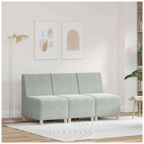 Unità di Divano Modulare Senza Braccioli 3 pcs Grigio chiaro - Foto 2
