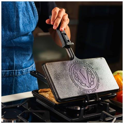 Victoria 33804 Tostiera In Ghisa Stagionata Per Panini 27x14cm, Piastra Doppia Senza Pfoa  Nero - Foto 2