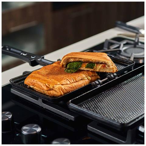 Victoria 33804 Tostiera In Ghisa Stagionata Per Panini 27x14cm, Piastra Doppia Senza Pfoa  Nero - Foto 8