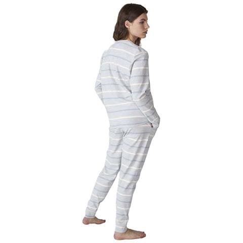 Jjbfp1600 Pigiama Da Donna In Cotone A Maniche Lunghe Con Scollo A V - Foto 2