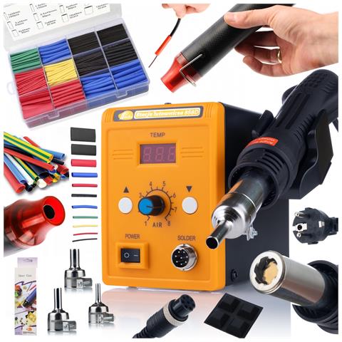 Stazione Saldante Hot-air 858d - Potenza 700w, Regolazione Temperatura 100-500°c | Set Mini Pistola 300w E 850 Tubetti Termoretraibili - Foto 1