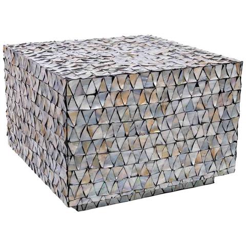 Tavolo Da Caffè In Legno E Madreperla Grigia 65x65x45h Cm - Foto 1