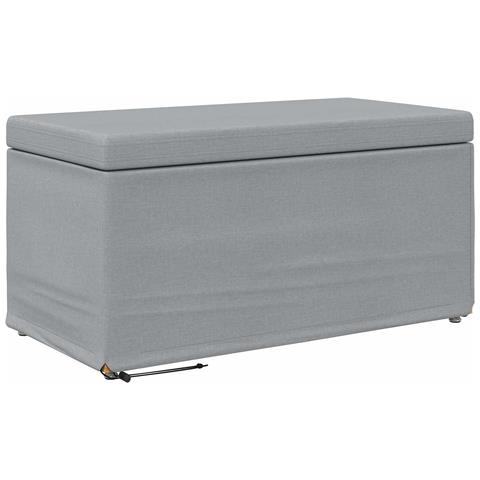 Pouf Grigio chiaro Tessuto e Legno Ingegnerizzato - Foto 1