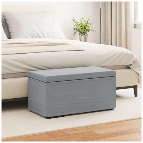 Pouf Grigio chiaro Tessuto e Legno Ingegnerizzato - Foto 2