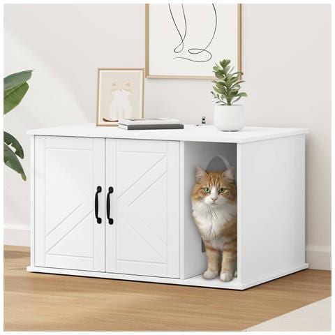 Casa per Gatti Bianco 85 x 55 x 50 cm Legno multistrato - Foto 2