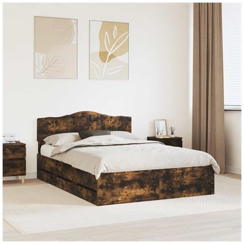Struttura del letto con cassetto Rovere fumé 140 x 190 cm - Foto 2