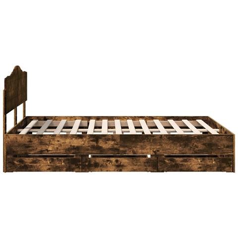 Struttura del letto con cassetto Rovere fumé 140 x 190 cm - Foto 9
