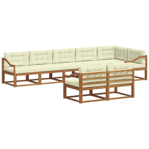 Set di divani da esterno con cuscino 8 pcs Naturale e Crema - Foto 1