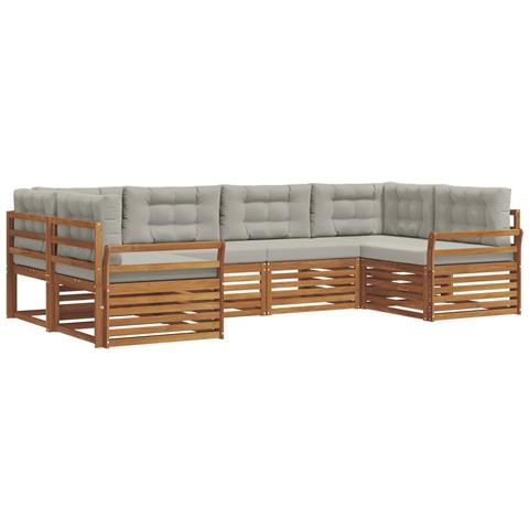 Set divani con cuscino 6 pcs Grigio Naturale e Chiaro - Foto 1