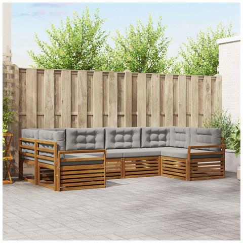 Set divani con cuscino 6 pcs Grigio Naturale e Chiaro - Foto 2