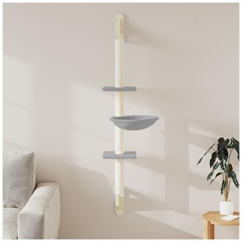 Albero per Gatti con Tiragraffi a Parete Grigio Chiaro 142,5 cm - Foto 2