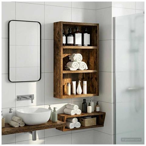 Armadio da bagno a muro Quercia Affumicata 30 x 10 x 50 cm - Foto 2
