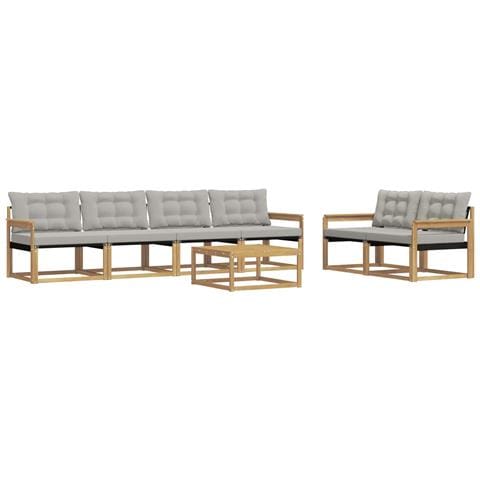 Set di divani da esterno 7 pcs Bianco e Grigio Chiaro - Foto 1