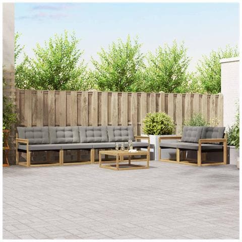 Set di divani da esterno 7 pcs Bianco e Grigio Chiaro - Foto 2
