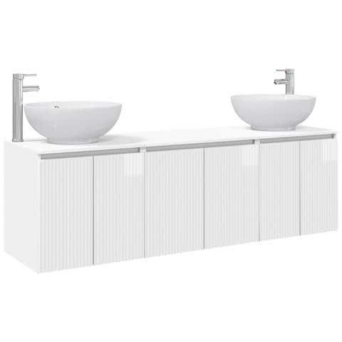 Set di Armadi da Bagno 3 pz Bianco Lucido 49,5 x 44,5 x 65 cm - Foto 1