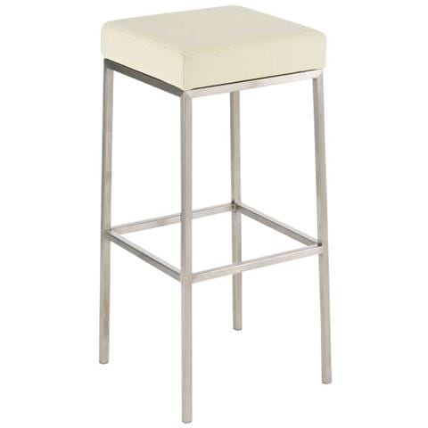 Sgabello Bar Montreal Imbottito In Similpelle I Sgabello Panchetto Design Cucina O Bar Telaio 4 Gambe I Sgabello Bancone H 85 CM Crema Base Acciaio Inox - Foto 1