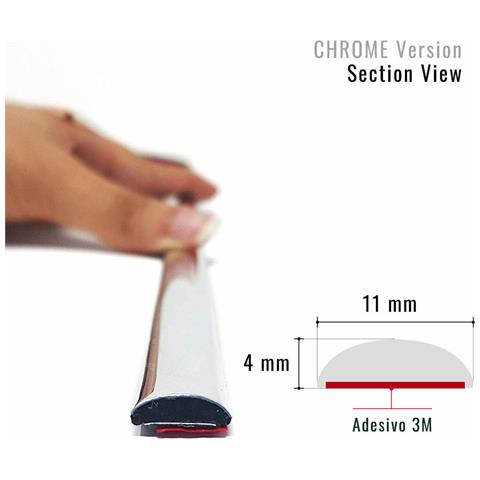 Profilo Cromato Per Auto Con Biadesivo 3m Apt, 11 Mm X 5 Mt - Foto 2