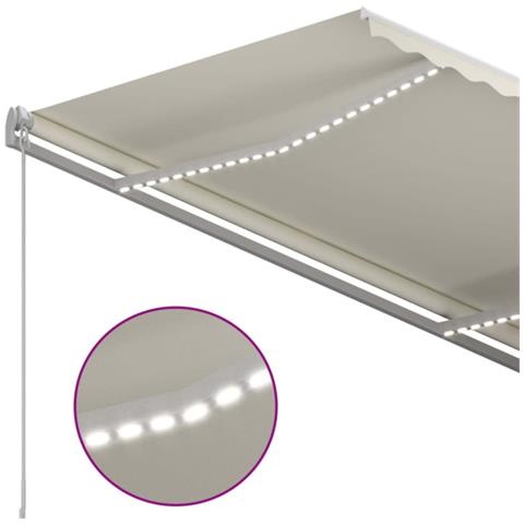 Tenda da Sole Retrattile Manuale con LED 350x250 cm Crema - Foto 2