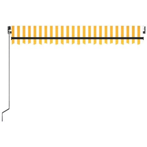 Tenda da Sole Retrattile Manuale LED 400x350 cm Giallo Bianco - Foto 7