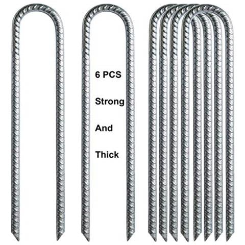 Terra Rebar Stakes Giardino Staples Nails Tenda Dacciaio Galvanizzata U Spine Di Giardinaggio Ancore Heavy Duty Paesaggio Pins Per Le Tende Da Campeggio Trampolino Baldacchini Ripari Port Altalene 12 Pollici 6pack - Foto 1