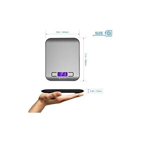 MWK-02M Bilancia Digitale da Cucina Portata Max 5 Kg con Funzione Tara Colore Argento - Foto 6