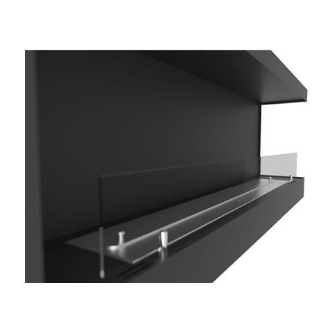 Biocamino Angolare Corn120r Con Vetro Protettivo. Camino A Bioetanolo Da Incasso, Nero Opaco. - Foto 2