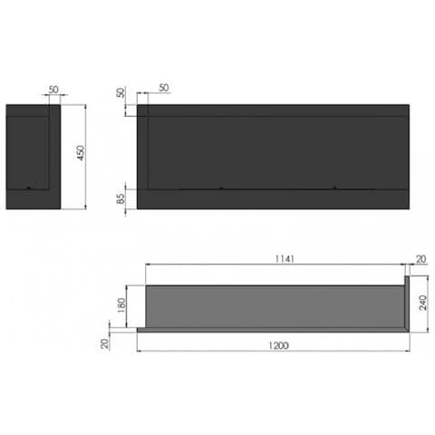 Biocamino Angolare Corn120r Con Vetro Protettivo. Camino A Bioetanolo Da Incasso, Nero Opaco. - Foto 5