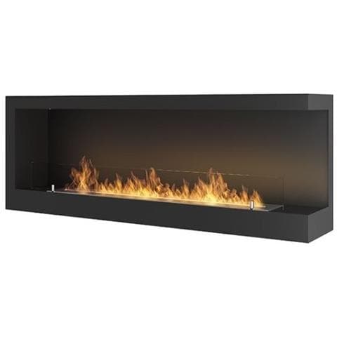 Biocamino Angolare Corn120r Con Vetro Protettivo. Camino A Bioetanolo Da Incasso, Nero Opaco. - Foto 1