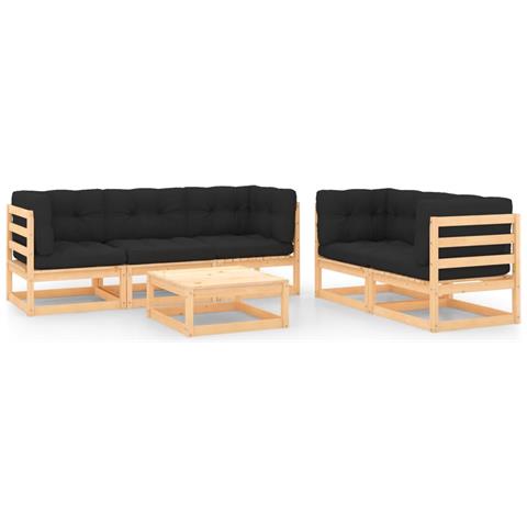Set Divani Giardino 6 pz con Cuscini in Legno Massello di Pino - Foto 1