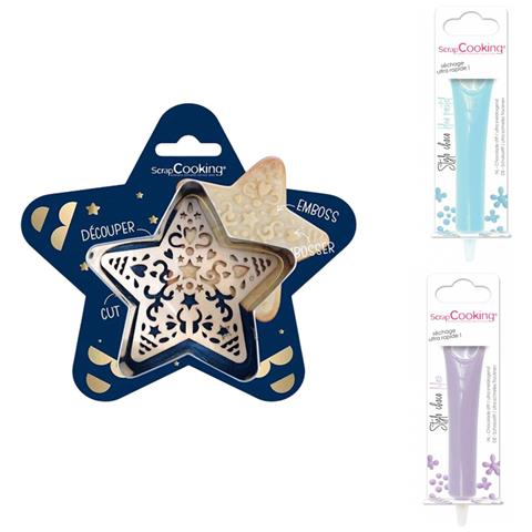 Kit Tagliabiscotti Stella + 2 Penne Al Cioccolato Blu Pastello E Lilla - Foto 1