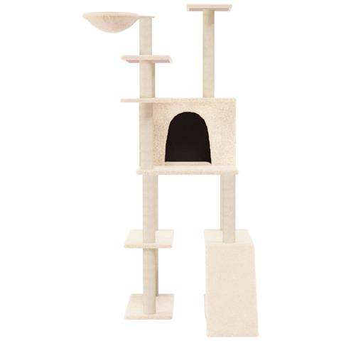 Albero Per Gatti Con Tiragraffi In Sisal Crema 166 Cm - Foto 2
