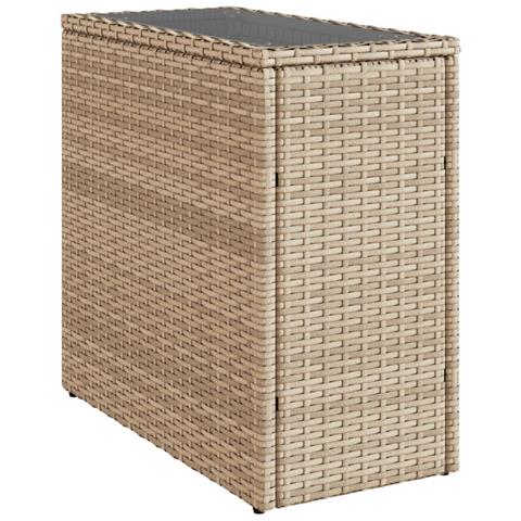 Tavolino Da Giardino Piano Vetro Beige 58x27,5x55 Cm Polyrattan - Foto 2