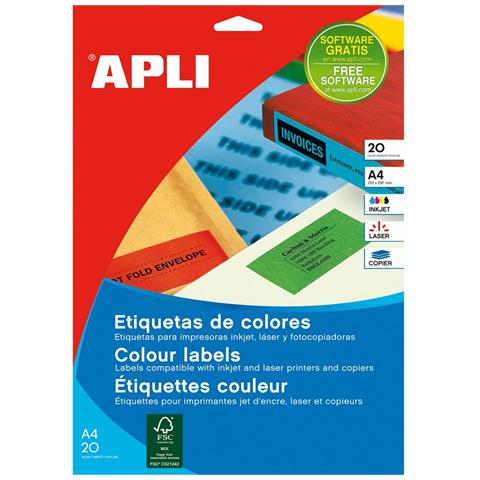 Etichette Per Stampante Apli 105 X 148 Mm Azzurro 20 Foglie - Foto 2