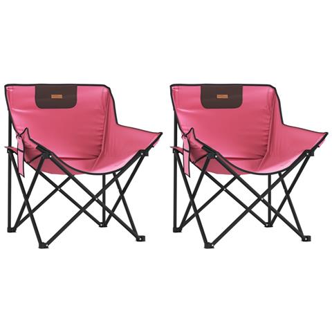 Sedie Da Campeggio Con Tasca Pieghevoli 2 Pz Rosa - Foto 2