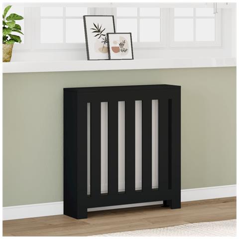 Copertura Termosifone Nera 78x20x82 Cm Legno Multistrato - Foto 1