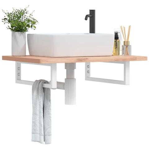 Reggimensole Per Lavabo 2 Pz Bianche Rettangolari In Acciaio - Foto 1