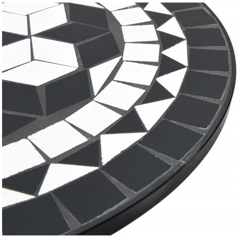 Set da Bistrot con Mosaico Nero e Bianco in Ferro e Ceramica - Foto 2