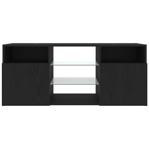 Mobile Porta TV con LED Rovere Nero 120x30x50 cm Multistrato - Foto 2